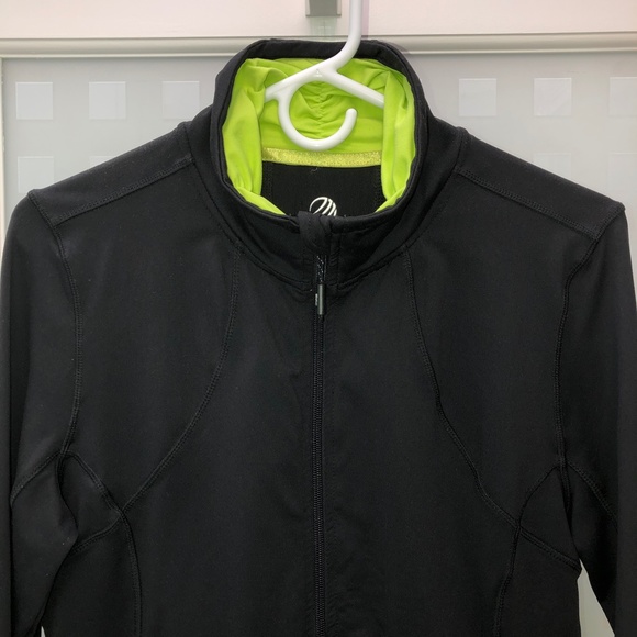 πHPπ MPG Black DayGlo Green Ruched Collar Reflective Slim Fit Athletic Jacket - Picture 2 of 14